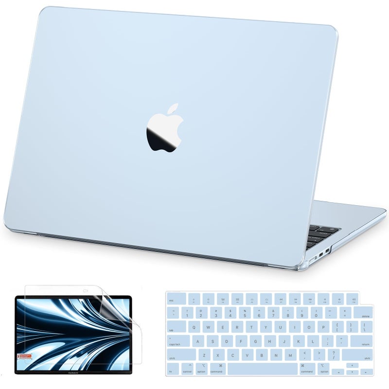 AKIT Compatible with MacBook Air 15 Inch Case 2025 2024 2023 M4 M3 M2 A3241 A3114 A2941, [Ultra-Thin] [Official Color Match] Hard Case+Screen Protector+Keyboard Cover for Mac Air 15 Inch,Sky Blue - Image 1