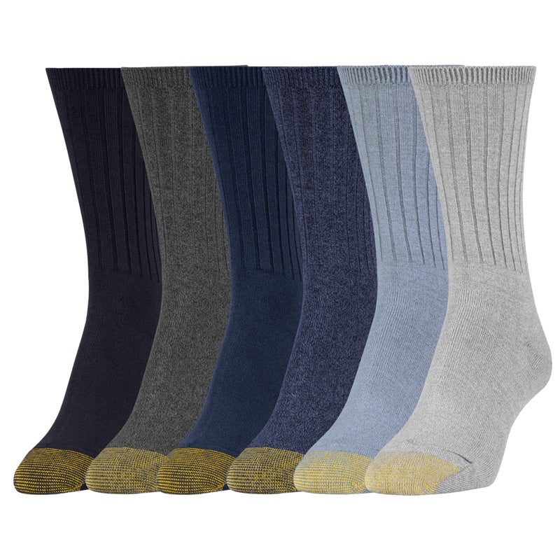 GOLDTOE Women's Casual Texture Crew Socks, Multipairs, Flannel/Chambray Assorted (6-Pairs), Shoe Size: 6-9 - Image 1