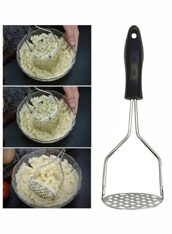 Potato Masher with Non Slip Heat Resistance Handle and Large Round Press Plate for Vegetable Fruits and Baby Food Sturdy & Easy to Use for Cooking and Kitchen Gadget - Image 3