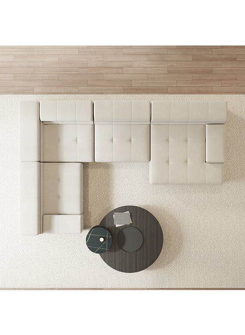 L-Shaped Modern Off White Velvet Modular Sectional Sofa with Chaise in Beige Color L-Shape Modular Sofa