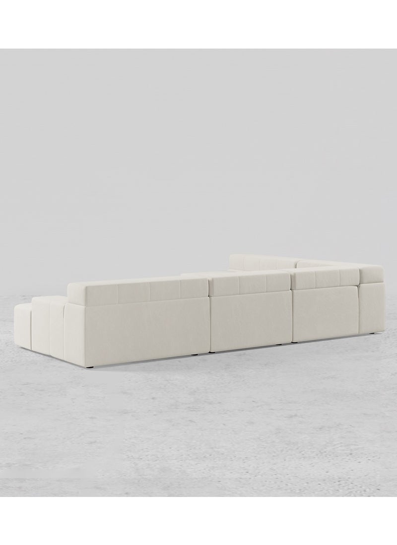 A to Z Furniture - L-Shaped Modern Off White Velvet Modular Sectional Sofa with Chaise in Beige Color L-Shape Modular Sofa - Image 1