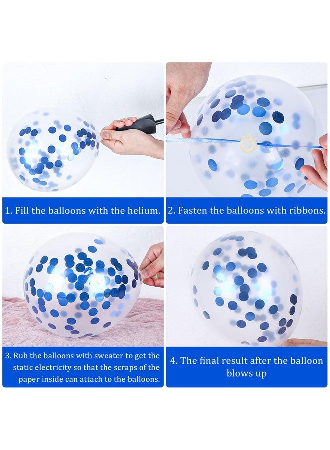 Whaline Whaline 60Pcs Graduation Party Balloon Set 7 Designs Confetti Latex Balloon with 2 Rolls Ribbon Class of 2025 Grad Cap Congrats Grad Balloon for Graduation Party Decoration Supplies (Blue, Black) - Image 3