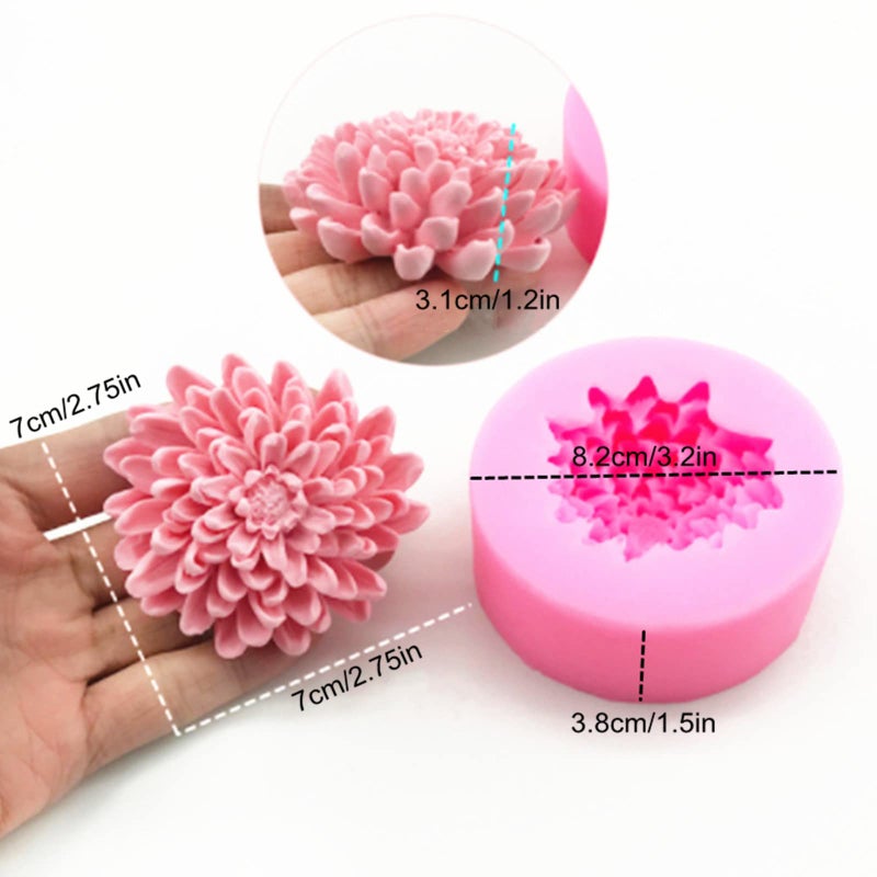 Anktily Chrysanthemum Flower Silicone Soap Mold Candle Mold Fondant Chocolate Cake Candy Mould Resin Clay Baking Pastry Tools - Image 2