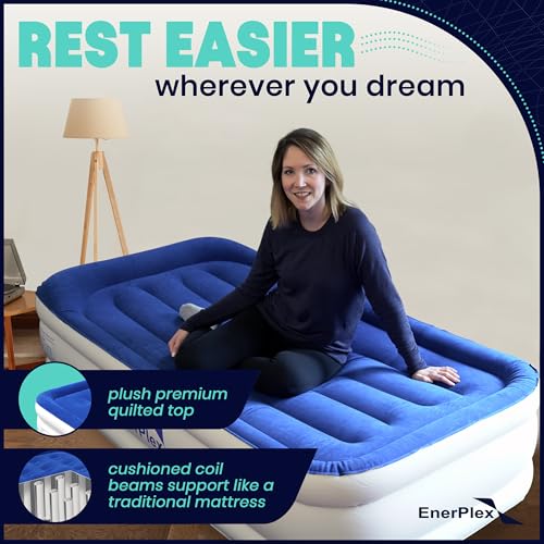 EnerPlex Twin Air Mattress with Built-in Pump - 16 Inch Double Height Inflatable Mattress for Camping, Home & Portable Travel - Durable Blow Up Bed with Dual Pump - Easy to Inflate/Quick Set Up﻿ - Image 3