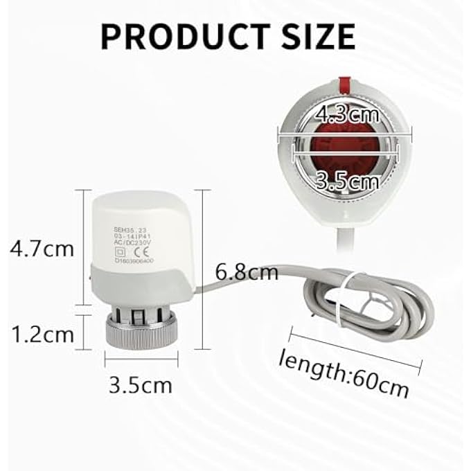 4PCS THERMAL ACTUATOR 230V, THERMOELECTRIC ACTUATOR THERMOELECTRIC THERMOT M30 X 1.5 NC 4.5 MM STROKE FOR FLOOR HEATING RADIATORS - Image 2