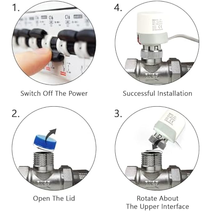4PCS THERMAL ACTUATOR 230V, THERMOELECTRIC ACTUATOR THERMOELECTRIC THERMOT M30 X 1.5 NC 4.5 MM STROKE FOR FLOOR HEATING RADIATORS - Image 3