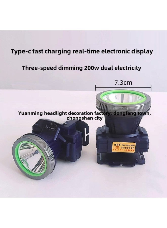 LED Outdoor Patrol Flashlight Head-mounted Light Long-range High-power Light Household 100W High-power Headlight Wholesale