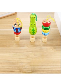 Generic 6 Pcs Musical Whistle Toys, Animal Wooden Whistles Wooden Cartoon Musical Instrument for Developmental Educational Birthday Gift Party  - Image 3