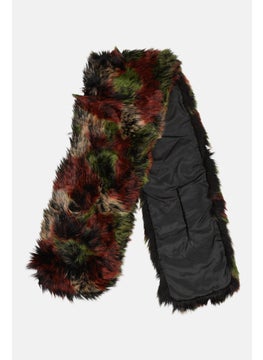 ADRIENNE VITTADINI Women Abstract Print Faux Fur Scarves 125 x 25 cm, Red  - Image 1
