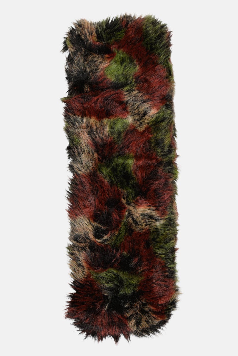 ADRIENNE VITTADINI Women Abstract Print Faux Fur Scarves 125 x 25 cm, Red  - Image 2