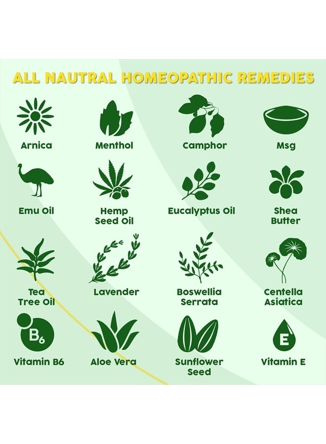Ebanel Menthol Arnica Gel Pain Relief Cream with Hemp Oil, Emu Oil, MSM, Camphor, Vitamin B6, Boswellia, Bruise Cream Muscle Rub for Arthritis, Strains, Sprains, Joint Pain - Image 3