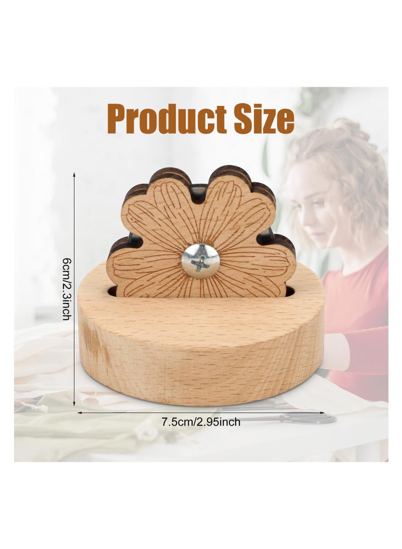 Zikra Daisy Thread Cutter, Tabletop Blade Saver Yarn Cutter, with Anti-Slip Stand Wooden Rotary Thread Cutting Tool, Sewing Seam Supplies Quilting Notions, 5 Cutting Positions, Anti-Slip Design - Image 2
