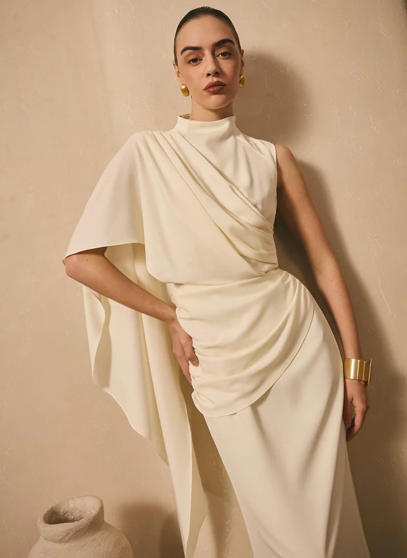 Lichi  Maxi dress with one-shoulder draping for Women | Best Price UAE