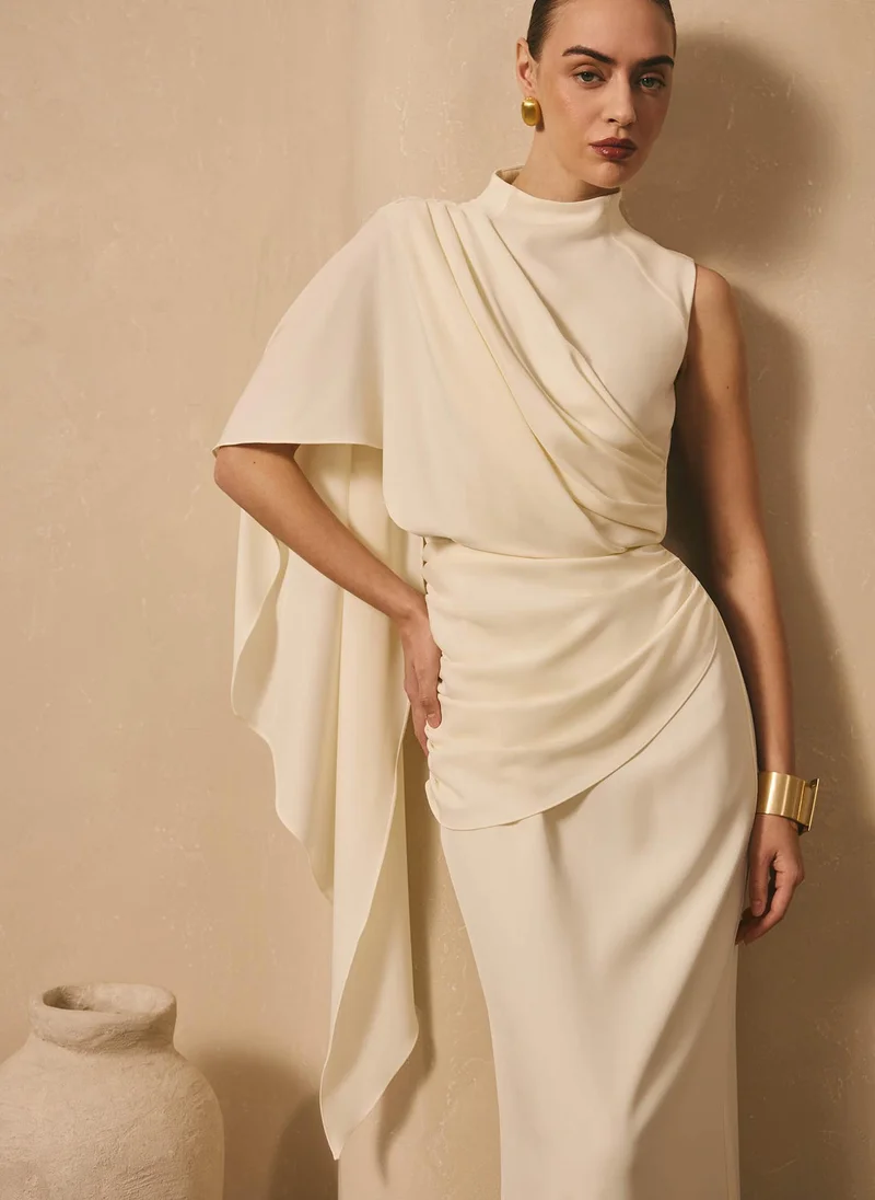 Lichi  Maxi dress with one-shoulder draping for Women | Best Price UAE