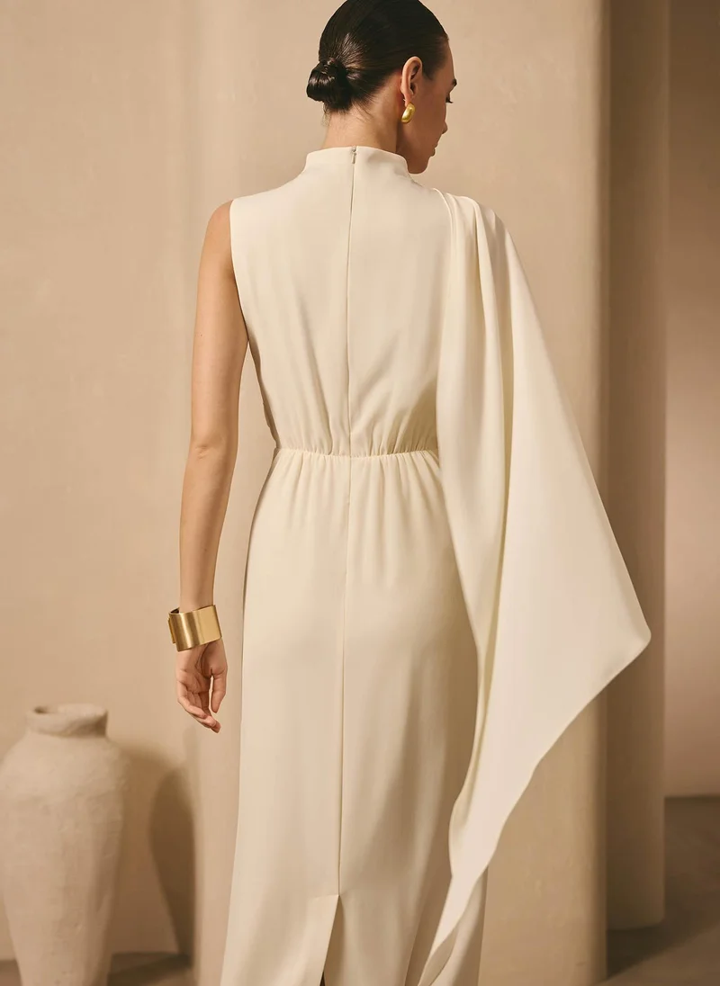 Lichi  Maxi dress with one-shoulder draping for Women | Best Price UAE