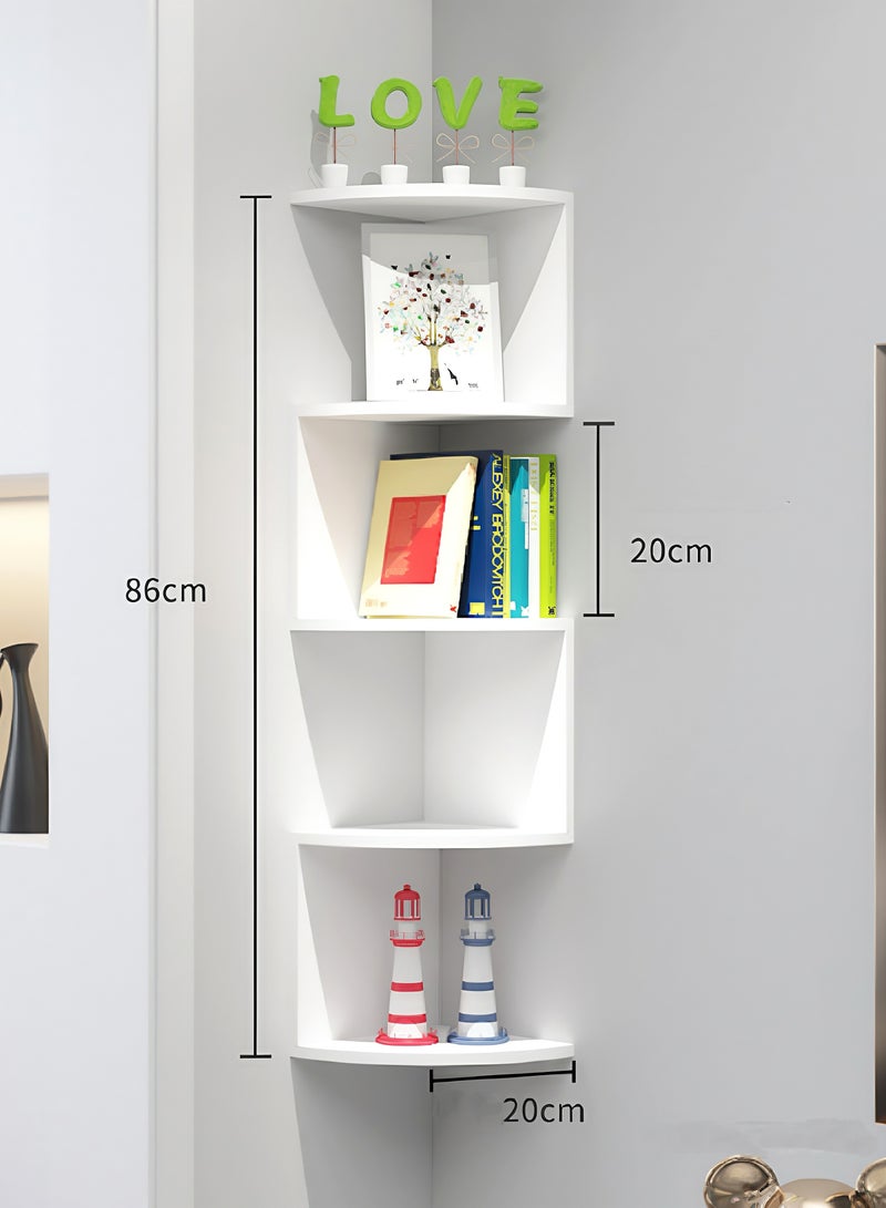 مارلا مول مكتبة زاوية مثبتة على الحائط رفوف نصف دائرية مكونة من خمس طبقات، موفرة للمساحة - رفوف عائمة مبتكرة وقوية، سهلة التجميع - توفر حلول تخزين حديثة وبسيطة للمنزل - Image 5