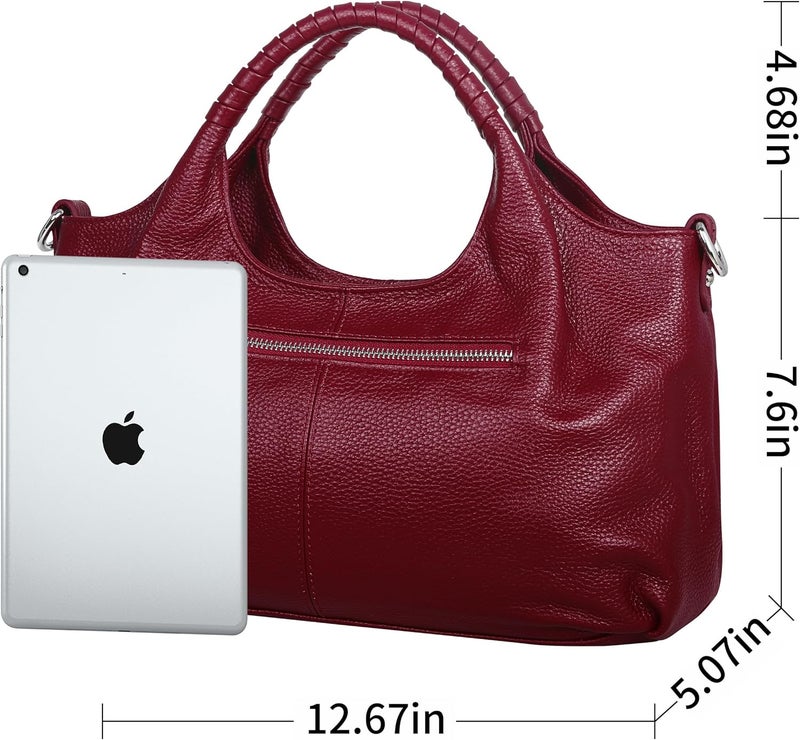 Iswee Genuine Leather Shoulder Bags Purses and Handbags for Women Satchel Designer Cross Body Hobo Medium Size Tote - Image 3