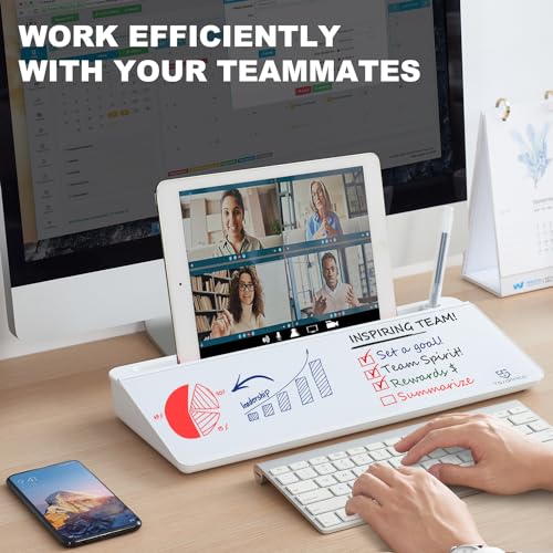 TSJ OFFICE Small Glass Desktop Whiteboard Dry-Erase-Board -Computer Keyboard Stand White Board Surface Pad With Drawer, Desk Organizers With Accessories For Office, Home, School Supplies - Image 2