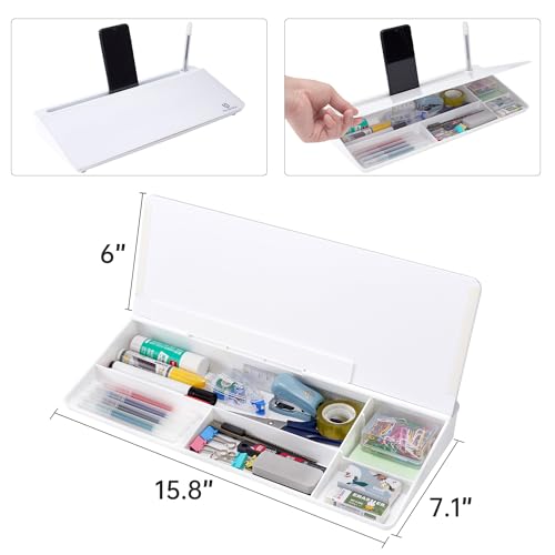 TSJ OFFICE Small Glass Desktop Whiteboard Dry-Erase-Board -Computer Keyboard Stand White Board Surface Pad With Drawer, Desk Organizers With Accessories For Office, Home, School Supplies - Image 4