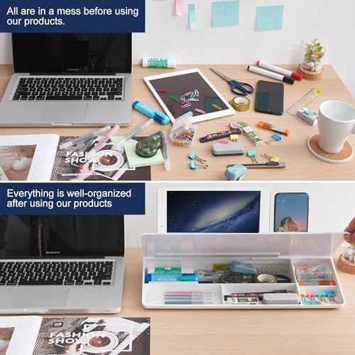 TSJ OFFICE Small Glass Desktop Whiteboard Dry-Erase-Board -Computer Keyboard Stand White Board Surface Pad With Drawer, Desk Organizers With Accessories For Office, Home, School Supplies - Image 3