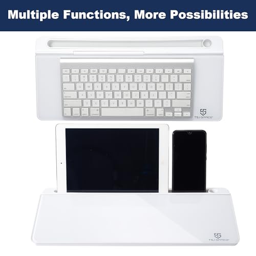 TSJ OFFICE Small Glass Desktop Whiteboard Dry-Erase-Board -Computer Keyboard Stand White Board Surface Pad With Drawer, Desk Organizers With Accessories For Office, Home, School Supplies - Image 5
