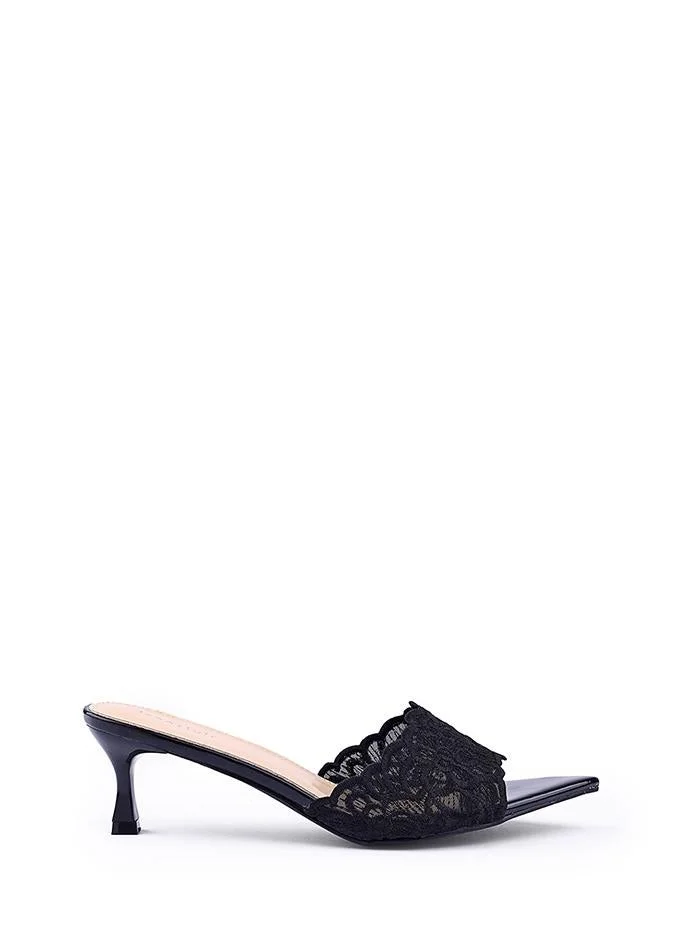 Womens lace pattern pointed toe heeled sandal