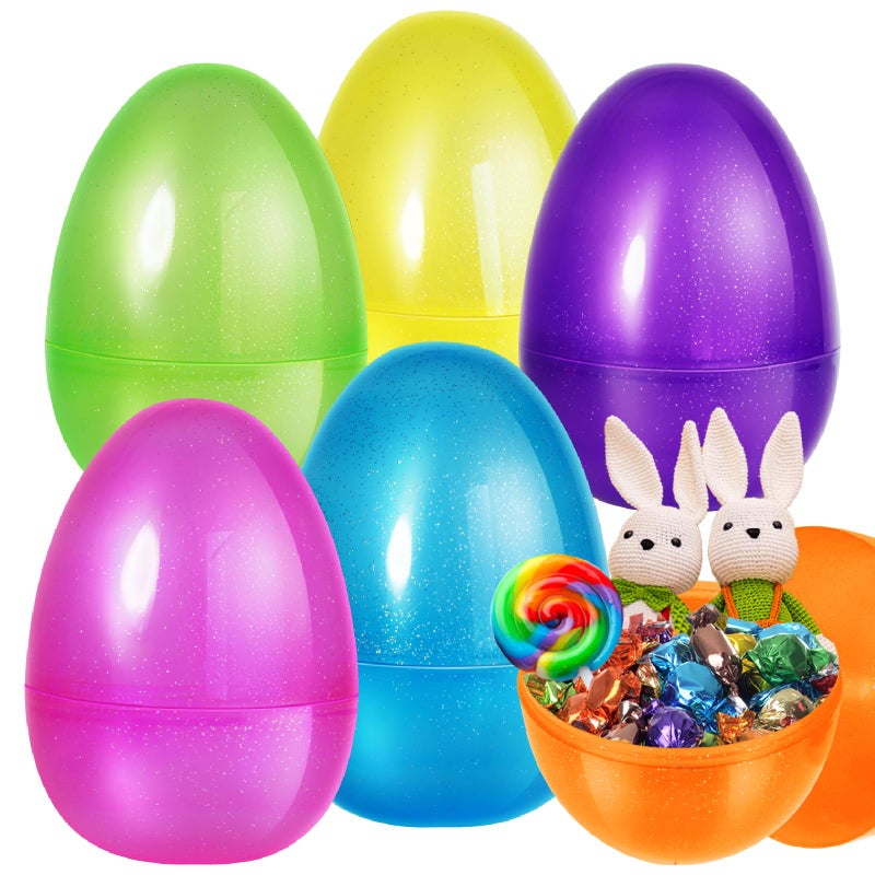 Shemira 12 PCS 10 Jumbo Plastic Easter Eggs Fillable Empty Easter Egg Hunt Party Favor Decoration - Image 3