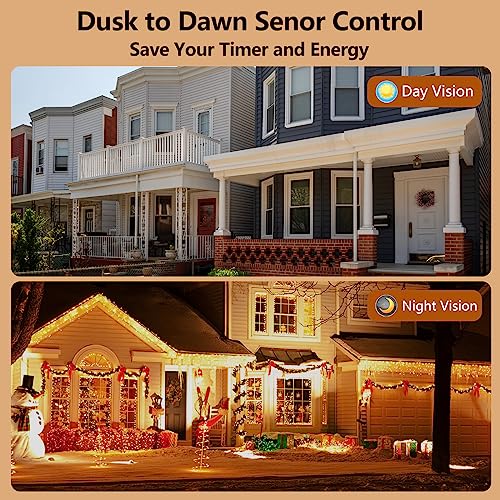 TiFFCOFiO Outdoor Timer Waterproof, Remote Control Dusk to Dawn Sensor, 2 Grouded Electrical Outlets for Christmas Lights,15A 1/2HP, ETL Listed (1 Pack) - Image 3