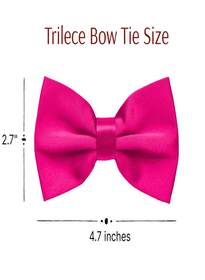 أطقم ربطات عنق رسمية جاهزة للارتداء من تريليس للرجال بألوان سادة - أطقم ربطات عنق رجالية (طقم وردي فاقع) - Image 2