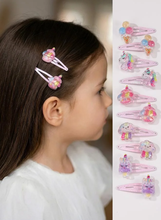 تايك تو Pack of 10 - Girls Glitter Unicorn Hair Accessories