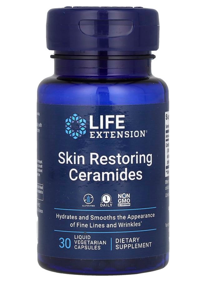 Life Extension Skin Restoring Ceramides 30 Liquid Vegetarian Capsules 
