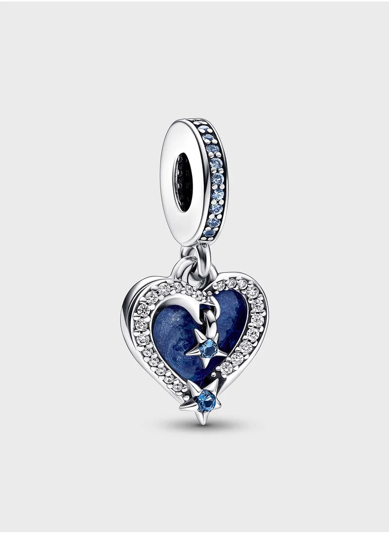 PANDORA Celestial Shooting Star Heart Double Dangle Charm