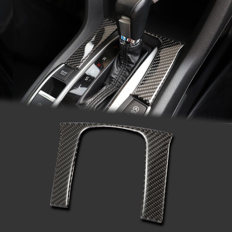 ملصق لوحة تغيير السرعة TOMALL متوافق مع هوندا سيفيك 2016 2017 2018 2019 2020 2021 ملحقات غطاء تغيير السرعة من الجيل العاشر باللون الأسود من ألياف الكربون ملصقات داخلية للسيارة