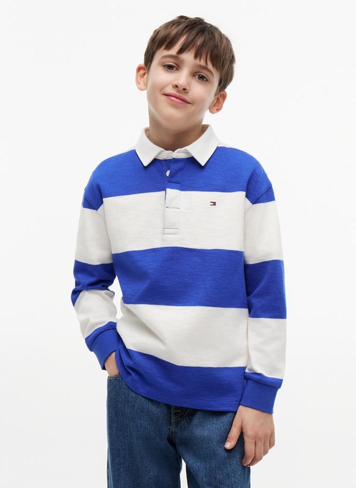 TOMMY HILFIGER Regular Fit Stripe Long Sleeve Polo Shirt - Image 1