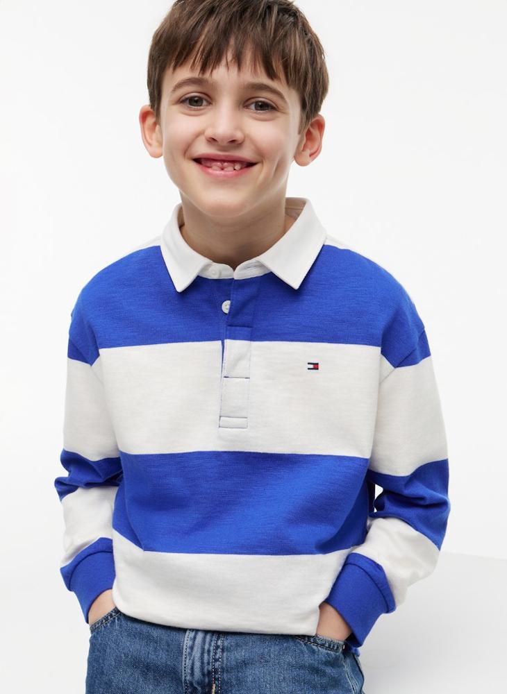 TOMMY HILFIGER Regular Fit Stripe Long Sleeve Polo Shirt - Image 3