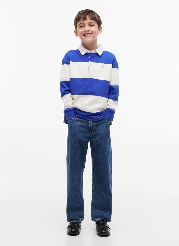 TOMMY HILFIGER Regular Fit Stripe Long Sleeve Polo Shirt - Image 4