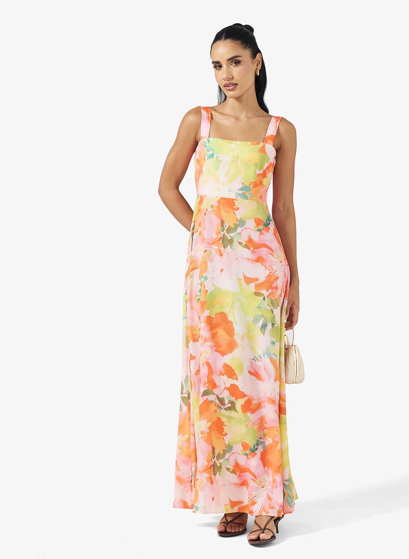 جينجر فستان - بنقشة الزهور بياقة مربعة - Image 1