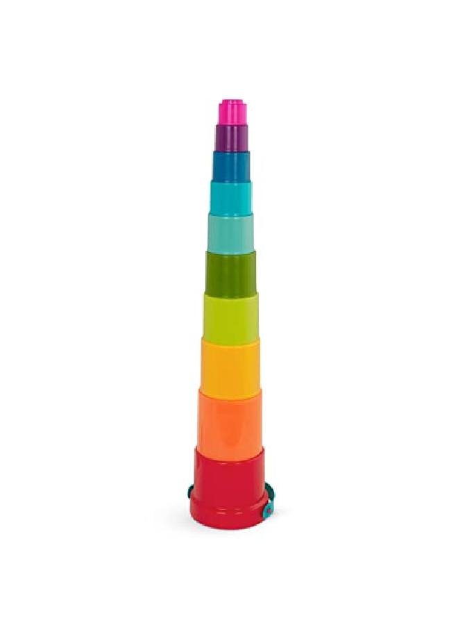 BATTAT Stacking Cups 10 Pcs Plastic Nesting Toys Bucket With Carry Handle Water & Sand Colorful Toy Set For Toddlers Stack Up Cups 18 Months + - Image 1