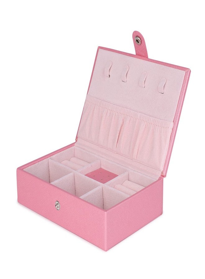 NFI essentials Polyurethane Mini Pu Jewelery Organiser Box, Small Organizer Display Storage Jewellery Case For Ring, Pendant, Earring, Necklace, Bracelet (Mp), Pink - Image 1