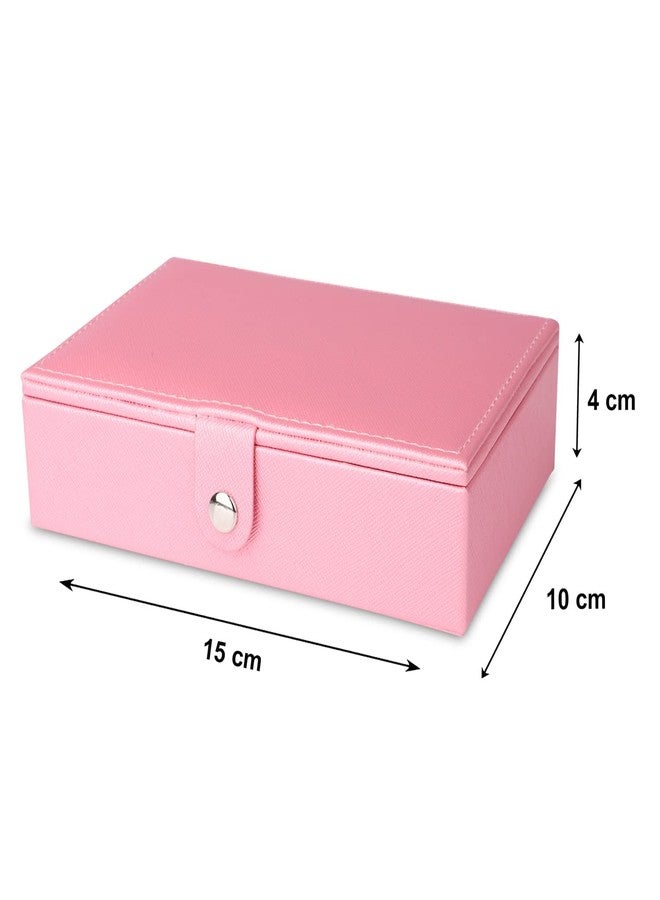 NFI essentials Polyurethane Mini Pu Jewelery Organiser Box, Small Organizer Display Storage Jewellery Case For Ring, Pendant, Earring, Necklace, Bracelet (Mp), Pink - Image 4