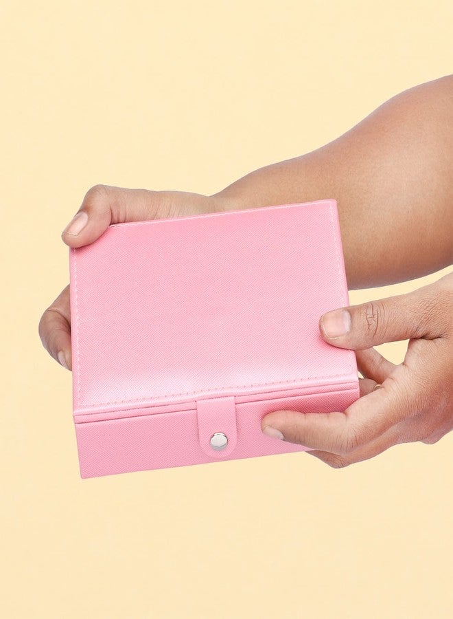 NFI essentials Polyurethane Mini Pu Jewelery Organiser Box, Small Organizer Display Storage Jewellery Case For Ring, Pendant, Earring, Necklace, Bracelet (Mp), Pink - Image 3
