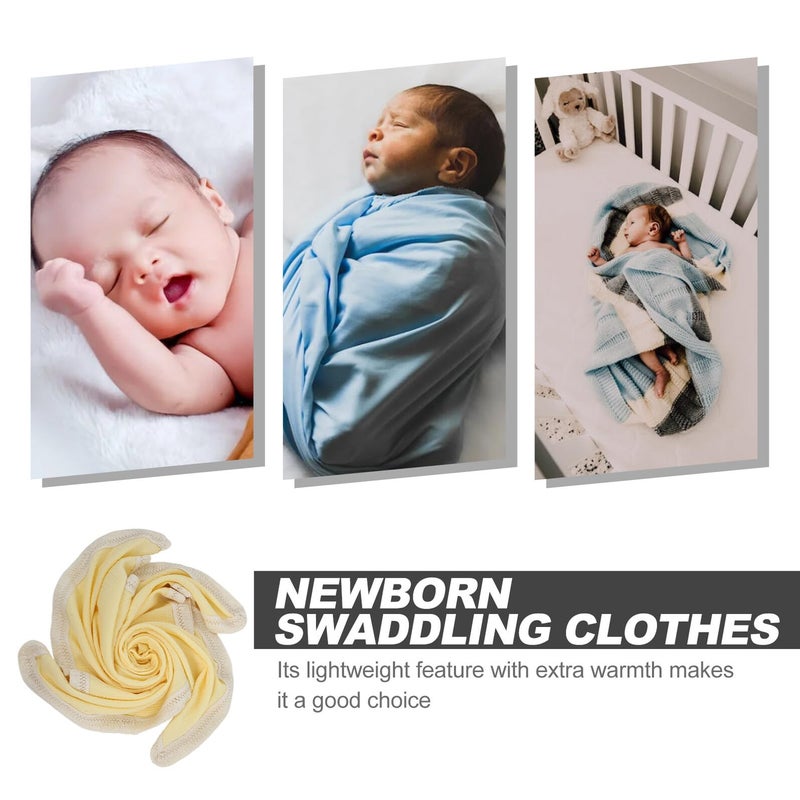 Double Layer Cotton Muslin Receiving Blanket Soft Breathable Newborn Wrap Yellow - Image 4