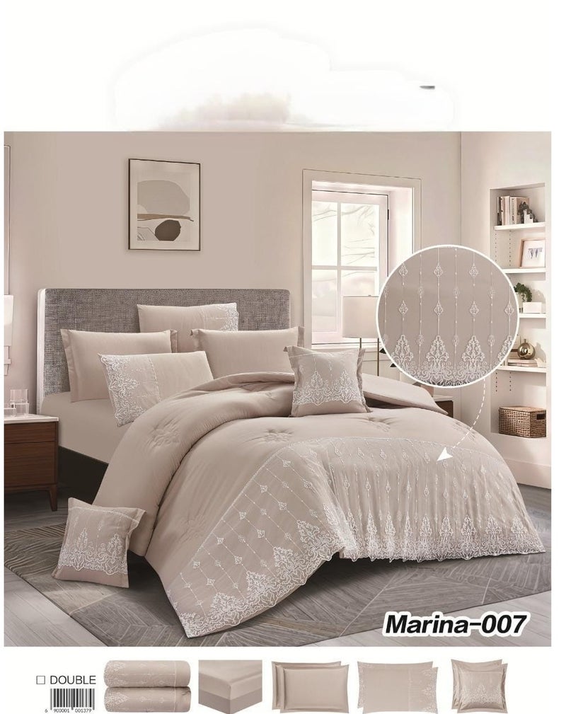 8-Piece Bridal Bedding Set (Double/King Size) – Microfiber with Elegant Lace (240x260 cm)