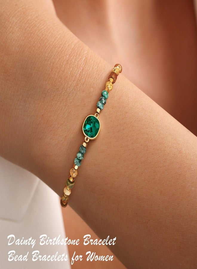 JIAOGE Birthstone Bracelets for Women - Aquamarine Bracelet for Girls Gifts for Girl March Birthstone Jewelry Beaded Bracelets for Women Aquamarine Jewelry Blue Bracelet March Birthday Gifts for Women - Image 2