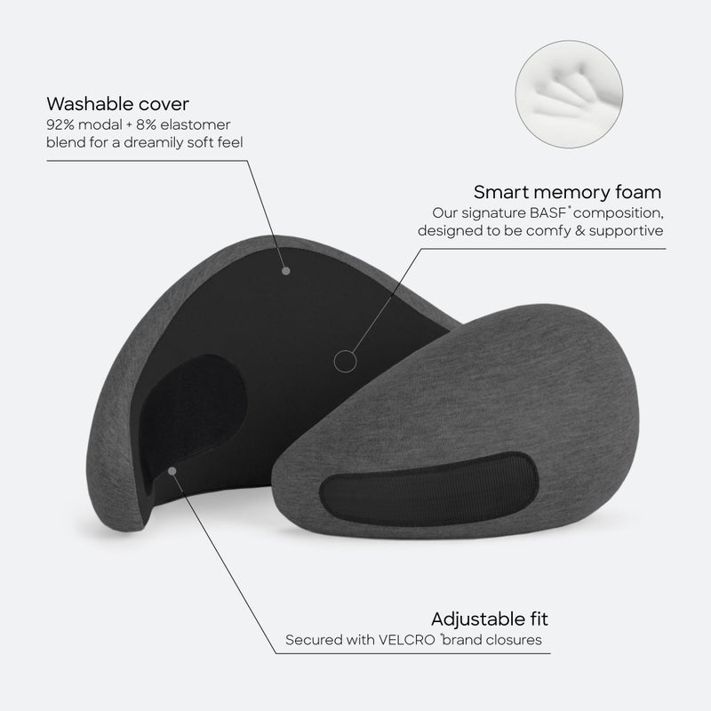 OSTRICH PILLOW وسادة عنق أوستريتش بيلو جو، وسائد سفر للطائرات، وسادة سفر من فوم الذاكرة الفاخر، تصميم مريح بزاوية 360º، جوانب غير متماثلة، حقيبة سفر متضمنة، غطاء مودال قابل للغسل - Image 4
