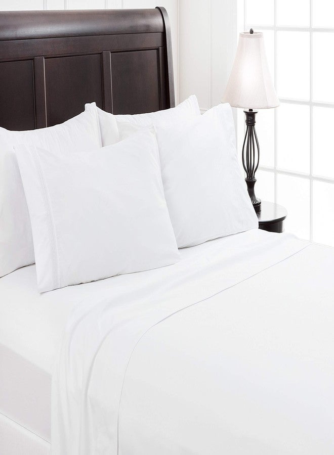 Chanasya Premium Soft White Queen Bed Sheets Set 4-Piece - Percale Microfiber - Fitted Sheet Flat Sheet and Pillow Cases - Deep Pocket Breathable Wrinkle Resistant (Queen) White - Image 4