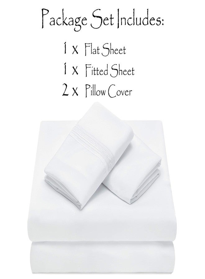 Chanasya Premium Soft White Queen Bed Sheets Set 4-Piece - Percale Microfiber - Fitted Sheet Flat Sheet and Pillow Cases - Deep Pocket Breathable Wrinkle Resistant (Queen) White - Image 5