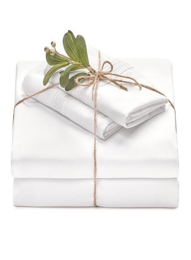 Chanasya Premium Soft White Queen Bed Sheets Set 4-Piece - Percale Microfiber - Fitted Sheet Flat Sheet and Pillow Cases - Deep Pocket Breathable Wrinkle Resistant (Queen) White - Image 1