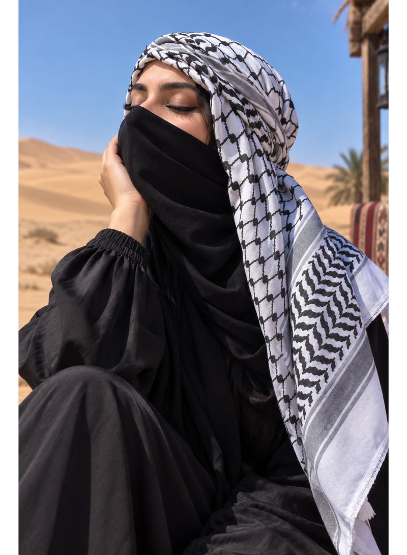 شماغ أو كوفية بنمط عربي - وشاح صحراوي للرجال (يُستخدم لتغطية الرقبة والوجه والرأس) - Image 3