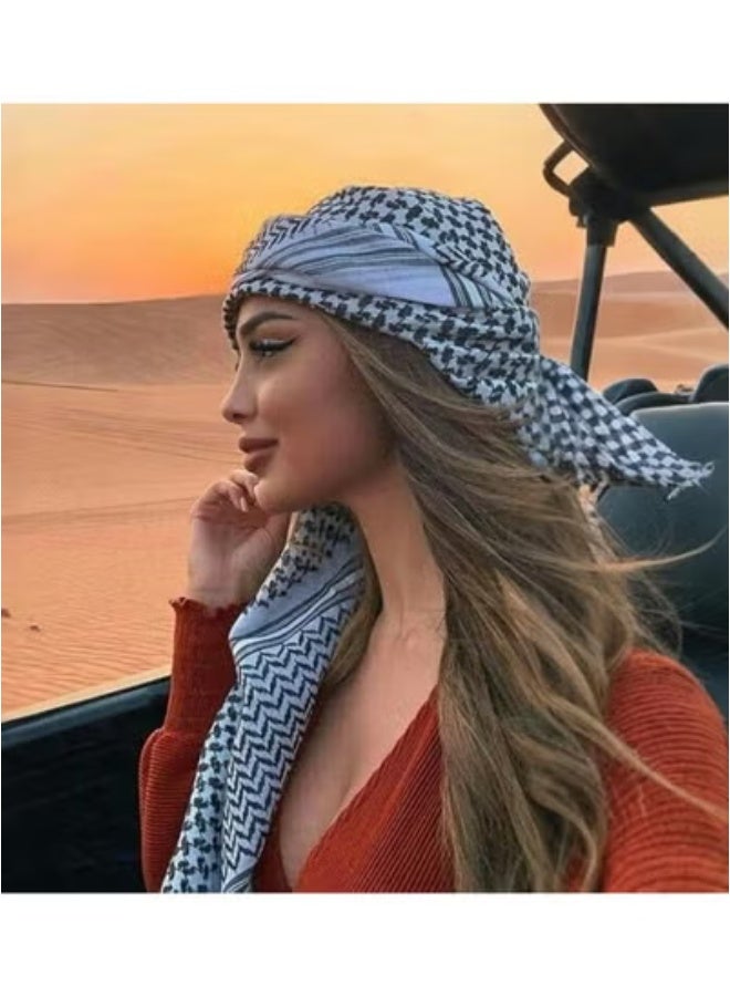 شماغ أو كوفية بنمط عربي - وشاح صحراوي للرجال (يُستخدم لتغطية الرقبة والوجه والرأس) - Image 4